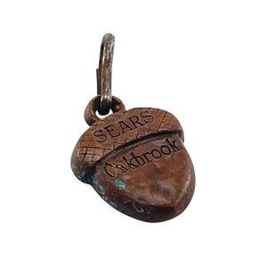 Antique Sears Oakbrook Acorn  Fob Copper Zipper Pull Patina Finish For Collector
